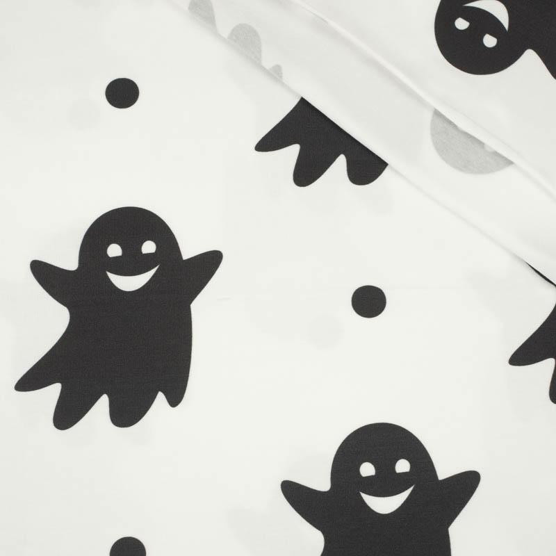 HALLOWEEN BLACK GHOSTS / white - single jersey with elastane TE210