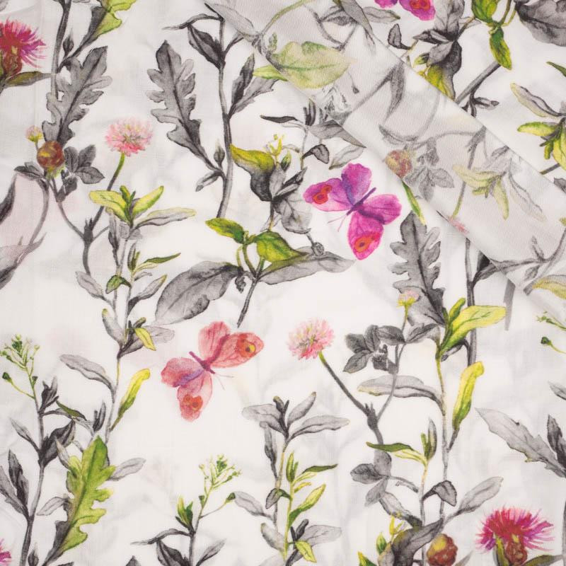 MEADOW / butterflies - viscose woven fabric