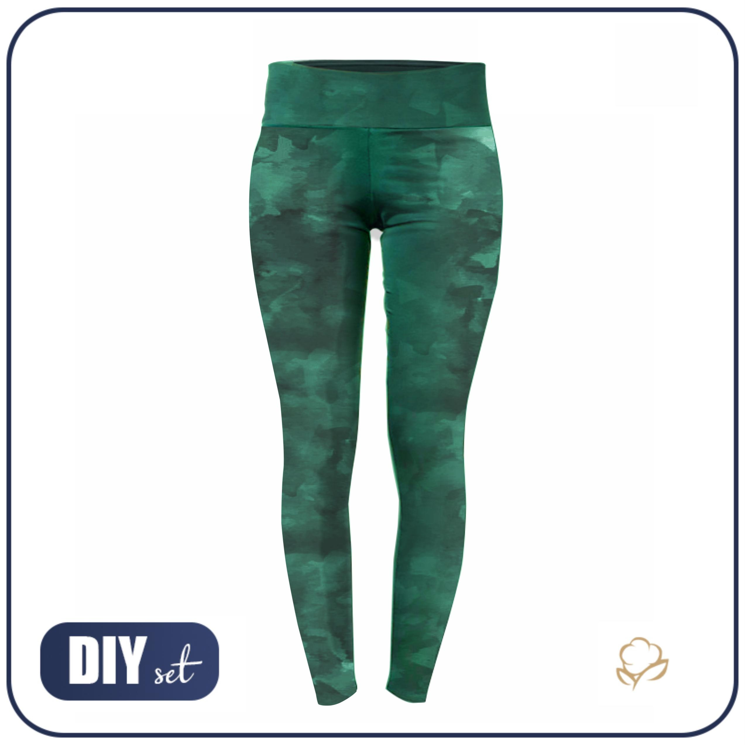 SPORTS LEGGINGS - CAMOUFLAGE pat. 2 / bottled green