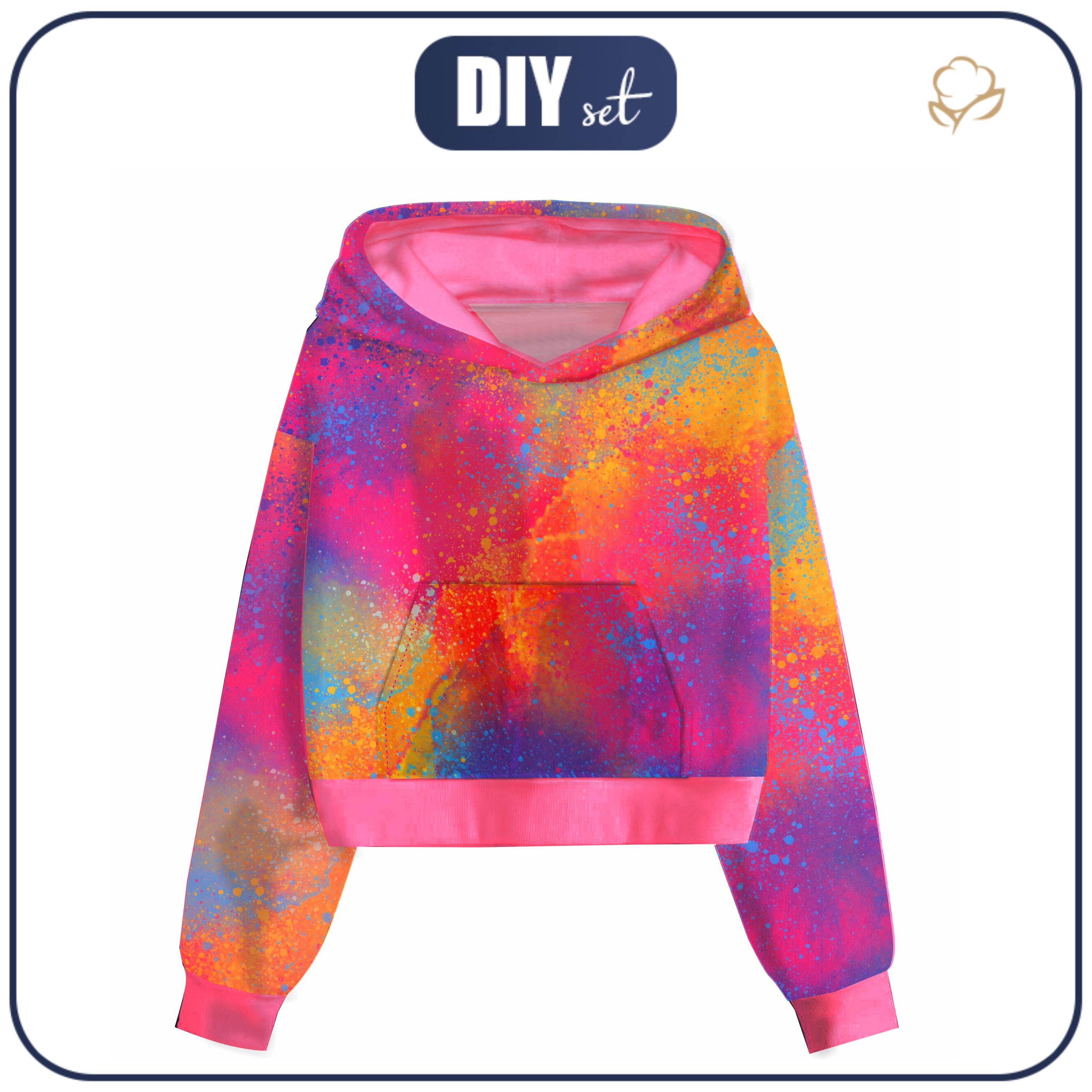 Cropped hoodie (IDA) - COLORFUL SPECKS - sewing set