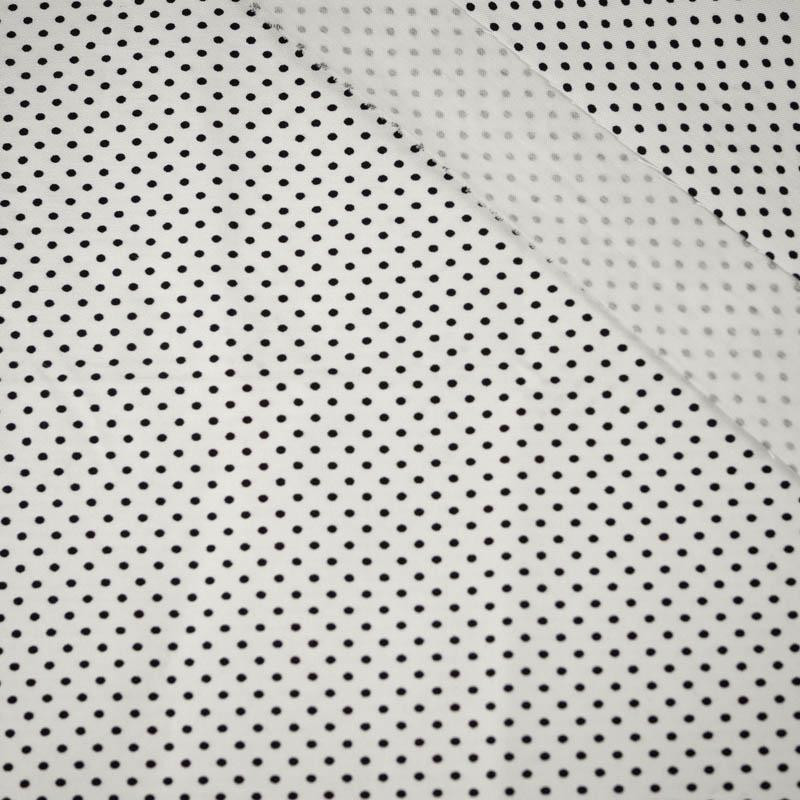 BLACK DOTS / white - viscose woven fabric