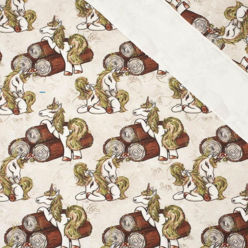 FOREST UNICORNS pat. 1 / beige - looped knit fabric