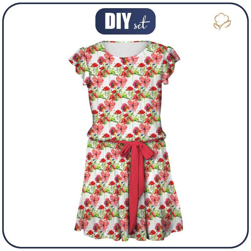 DRESS "EMMA" - POPPIES PAT. 2 (IN THE MEADOW) - Viscose jersey with elastane