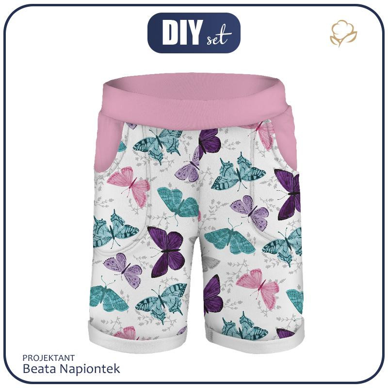 KID`S SHORTS (RIO) - BUTTERFLIES PAT. 5 - looped knit fabric 