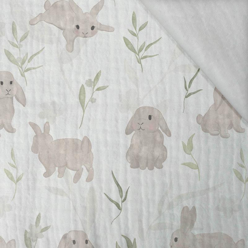 BEIGE BUNNIES (PASTEL BUNNIES) - Cotton muslin