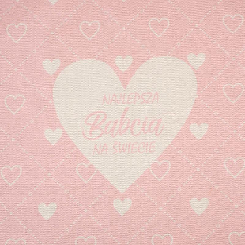 Najlepsza Babcia na Świecie/ hearts and rhombuses - Cotton woven fabric panel (50cmx75cm)
