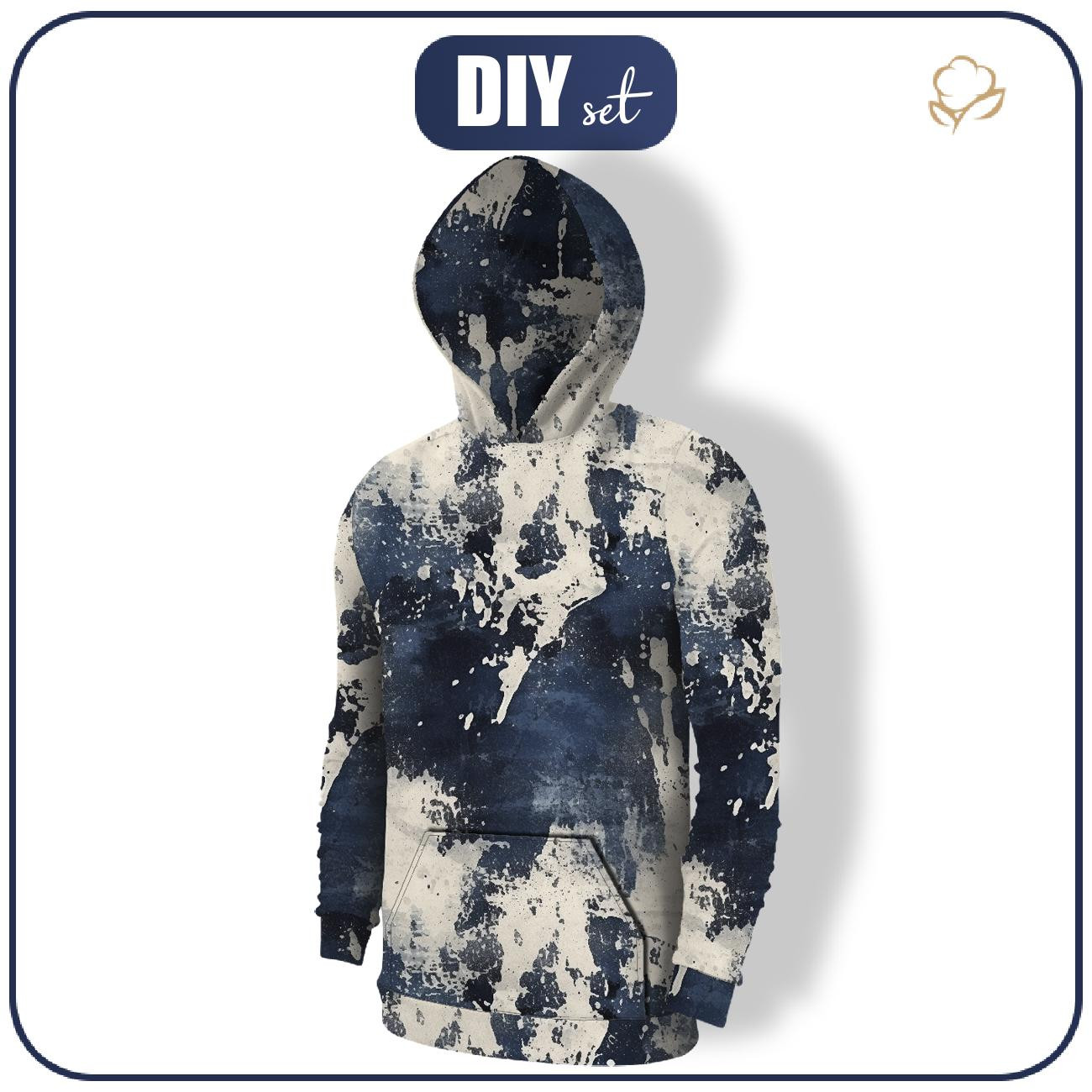 MEN’S HOODIE (COLORADO) - NAVY GRUNGE wz. 1 - sewing set