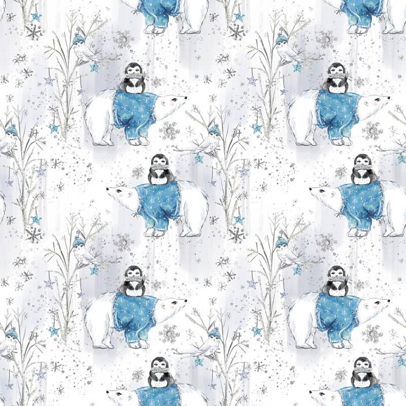 PENGUINS ON BEARS / white (ENCHANTED WINTER)