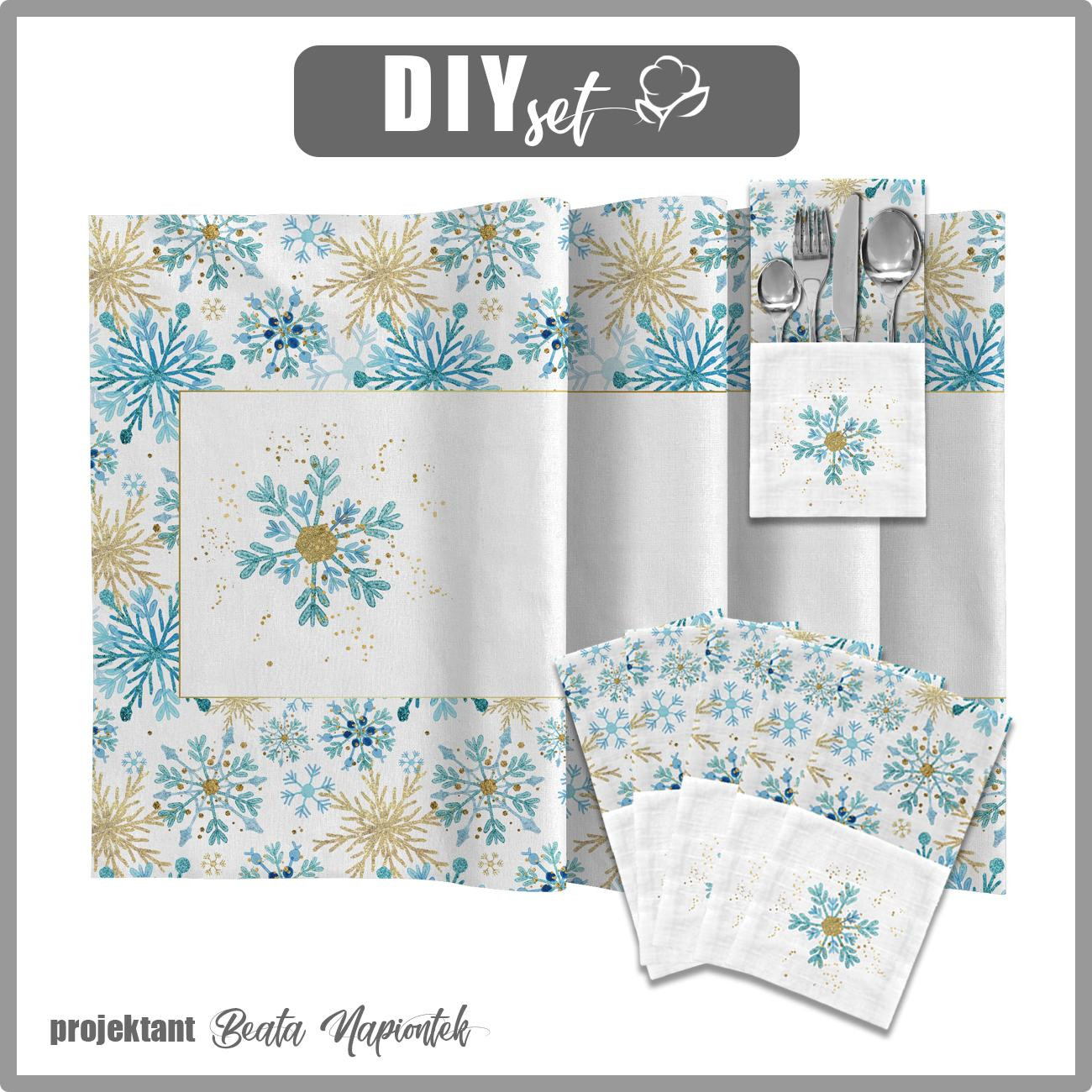 NAPKINS AND RUNNER - BLUE SNOWFLAKES - sewing set