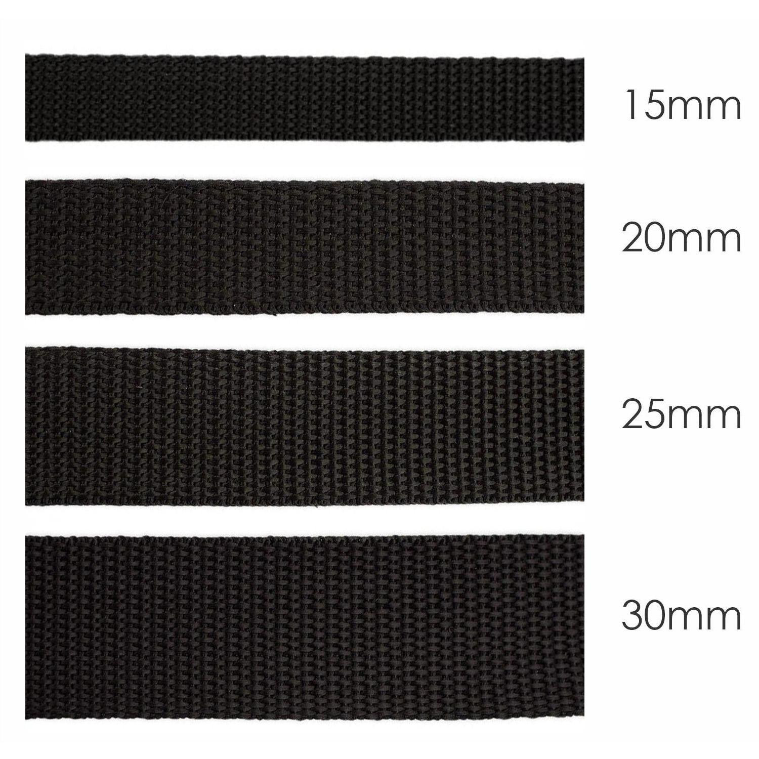 Webbing tape - BLACK / Choice of sizes