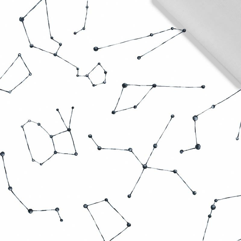 CONSTELLATIONS pat. 2 (GALACTIC ANIMALS) / white - Cotton woven fabric