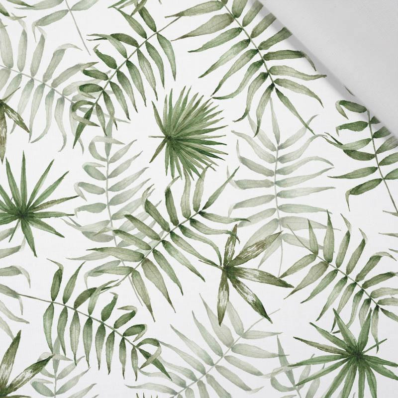 TROPICAL LEAVES pat. 3 / white (JUNGLE) - Cotton woven fabric