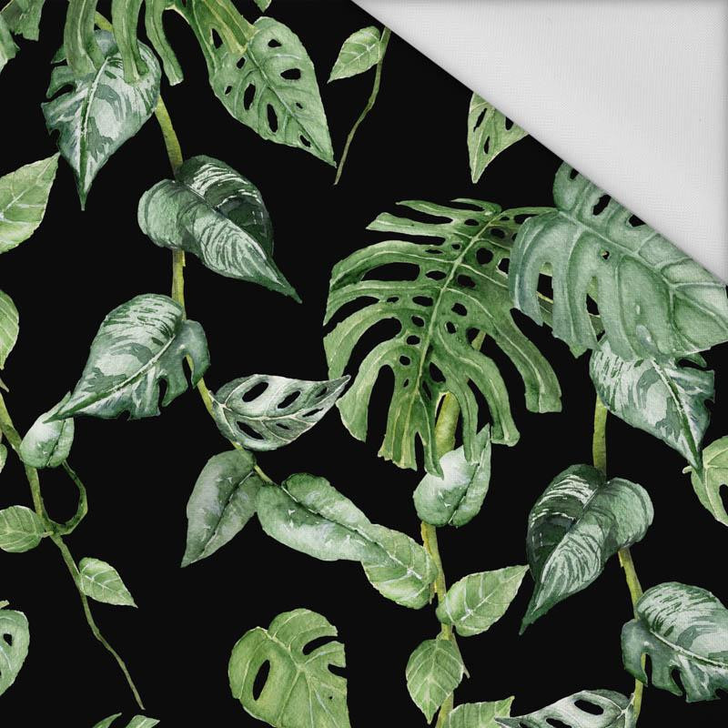 ROPICAL LEAVES MIX pat. 2 / black (JUNGLE) - Waterproof woven fabric