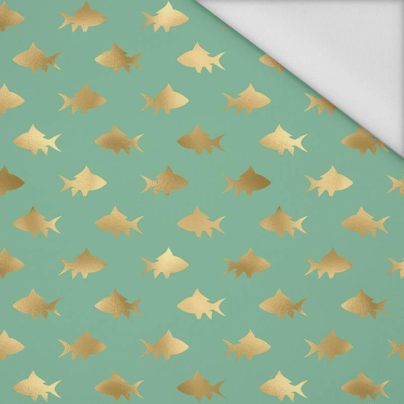 GOLDEN FISH (GOLDEN OCEAN) / mint - Waterproof woven fabric