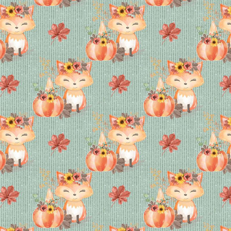 FOXES AND PUMPKINS pat. 2 / mint (FOXES AND PUMPKINS)