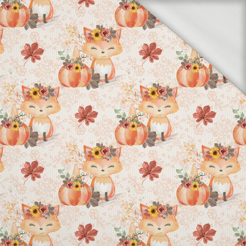 FOXES AND PUMPKINS pat. 1 / white (FOXES AND PUMPKINS) - looped knit fabric