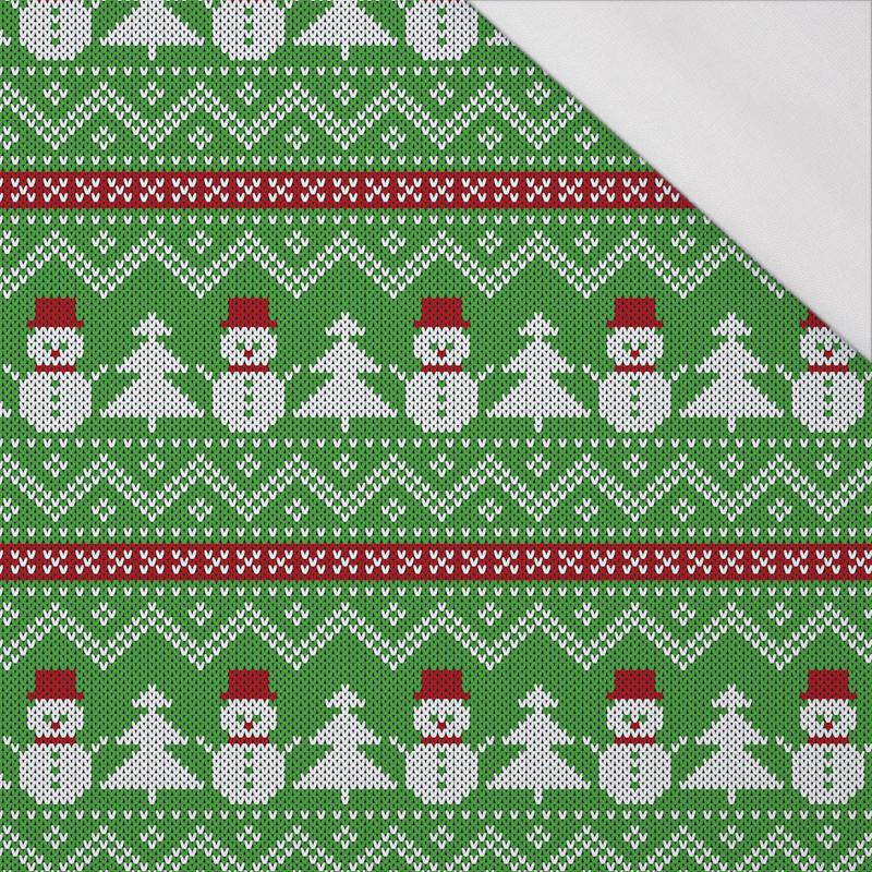 SNOWMEN WITH CHRISTMAS TREES / green - single jersey with elastane 