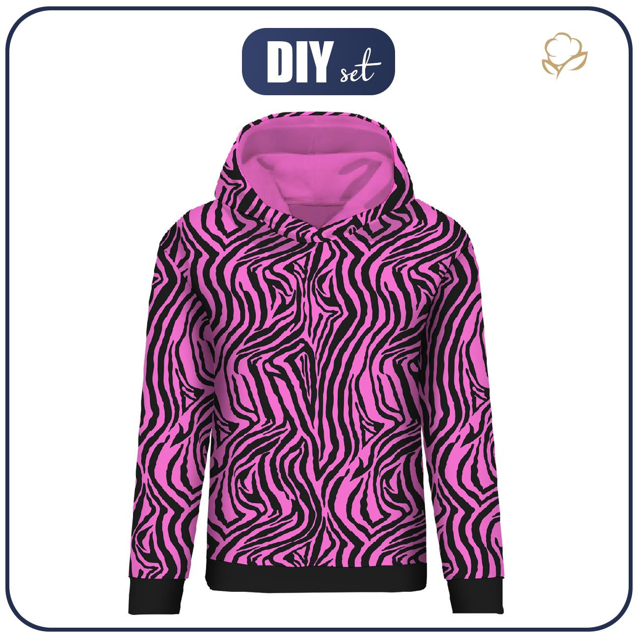 CLASSIC WOMEN’S HOODIE (POLA) - NEON ZEBRA PAT. 1 - sewing set