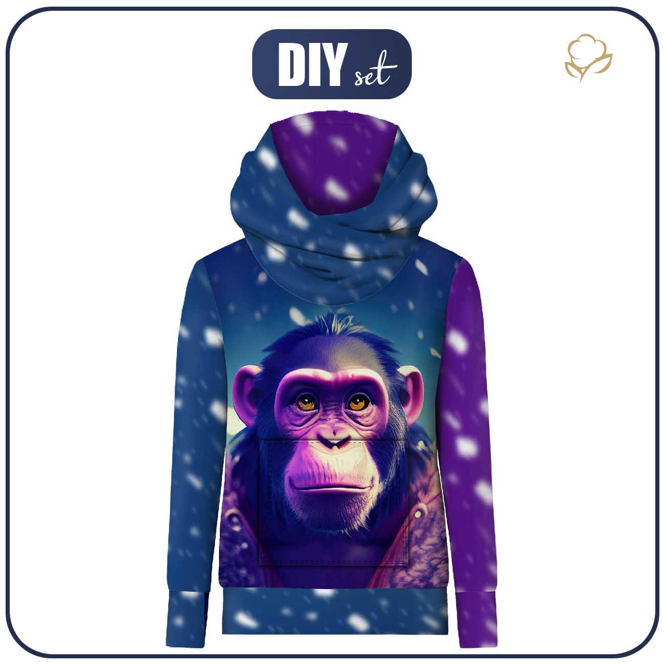 HYDROPHOBIC HOODIE UNISEX - ANIMATED GORILLA - sewing set