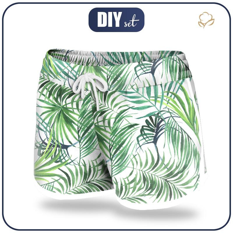 Women’s boardshorts - PALM LEAVES pat. 4 (white) - sewing set