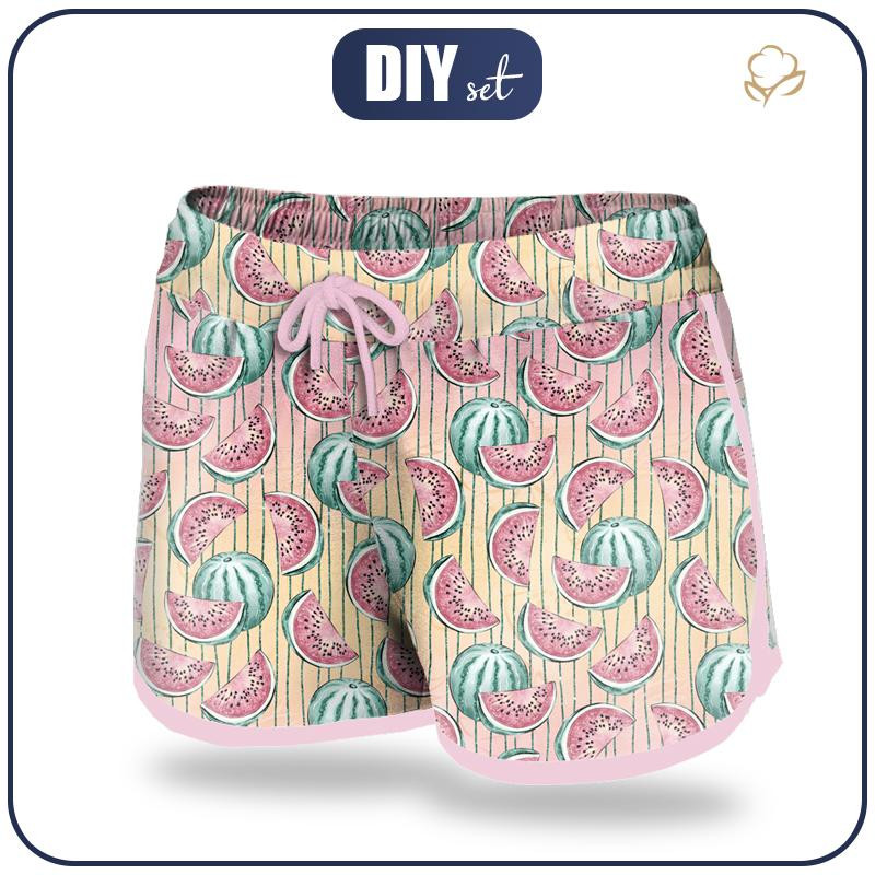 Women’s boardshorts - TROPICAL TRIANGLES WATERMELONS - sewing set