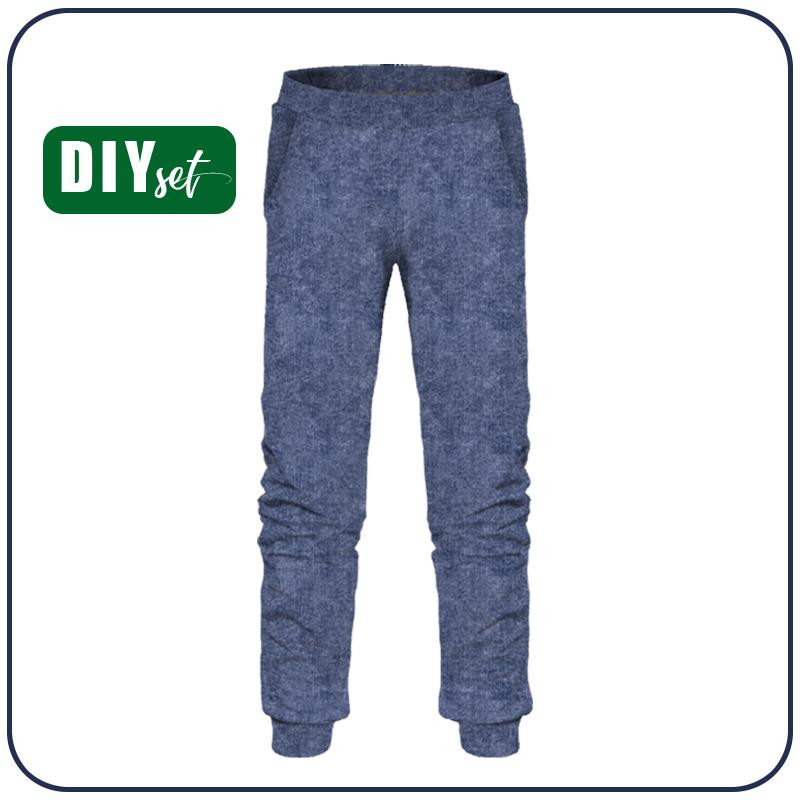 CHILDREN'S JOGGERS (LYON) - ACID WASH / DARK BLUE - looped knit fabric 