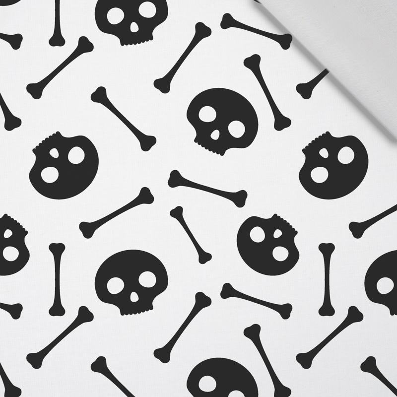 HALLOWEEN SKULLS & BONES / white - Cotton woven fabric