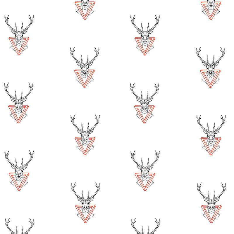 87cm DEERS / white - Cotton woven fabric