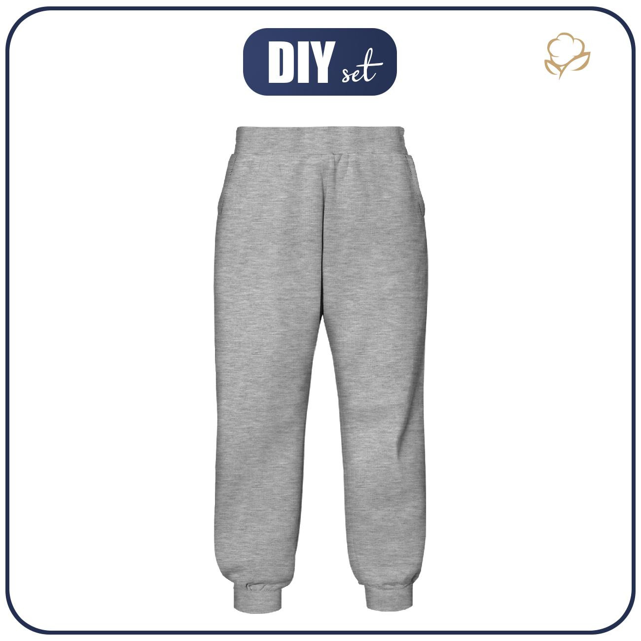 KID'S JOGGERS (ROBIN) - MELANGE LIGHT GRAY - sewing set