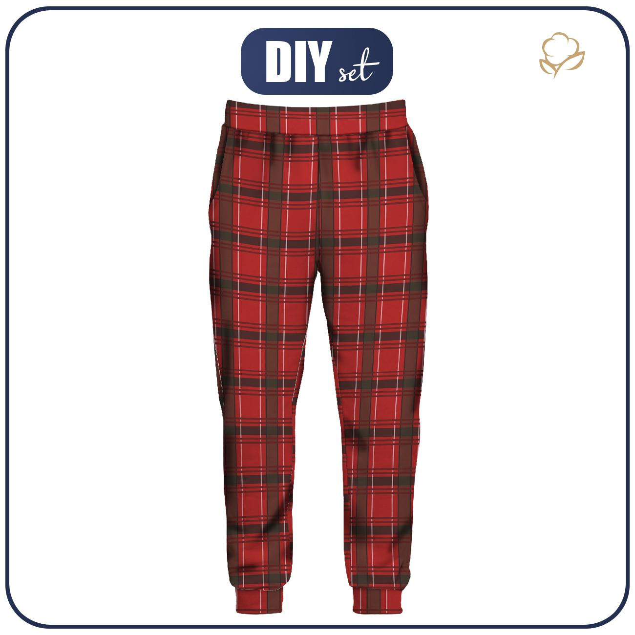 MEN'S JOGGERS (GREG) - CHECK / red - sewing set