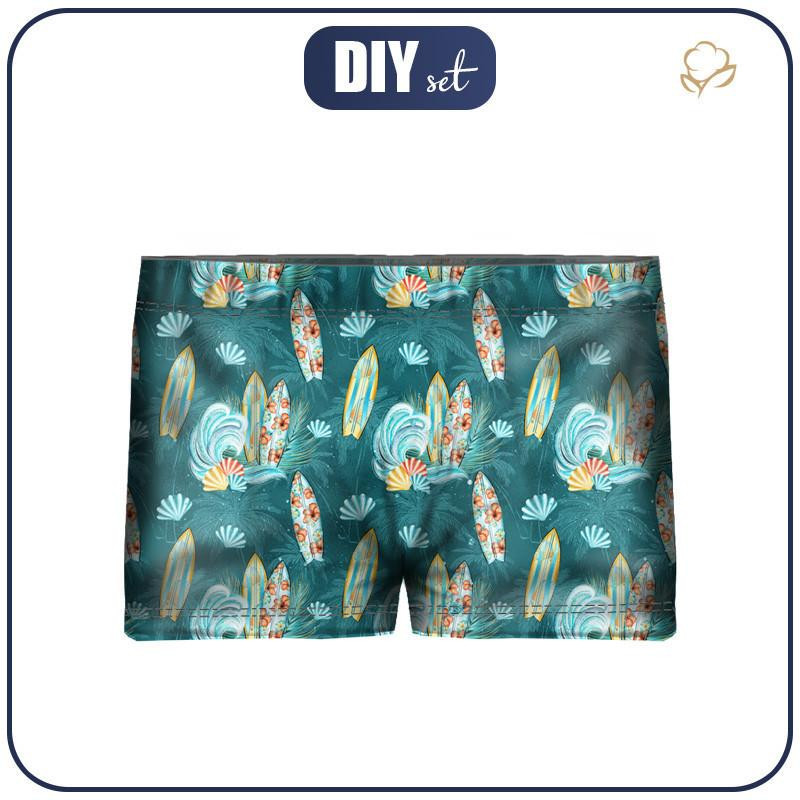 Boy's swim trunks - SURFBOARDS AND WAVES - sewing set