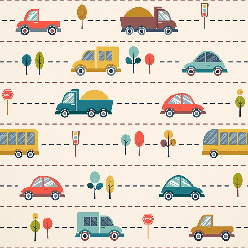 COLORFUL CARS - Cotton woven fabric