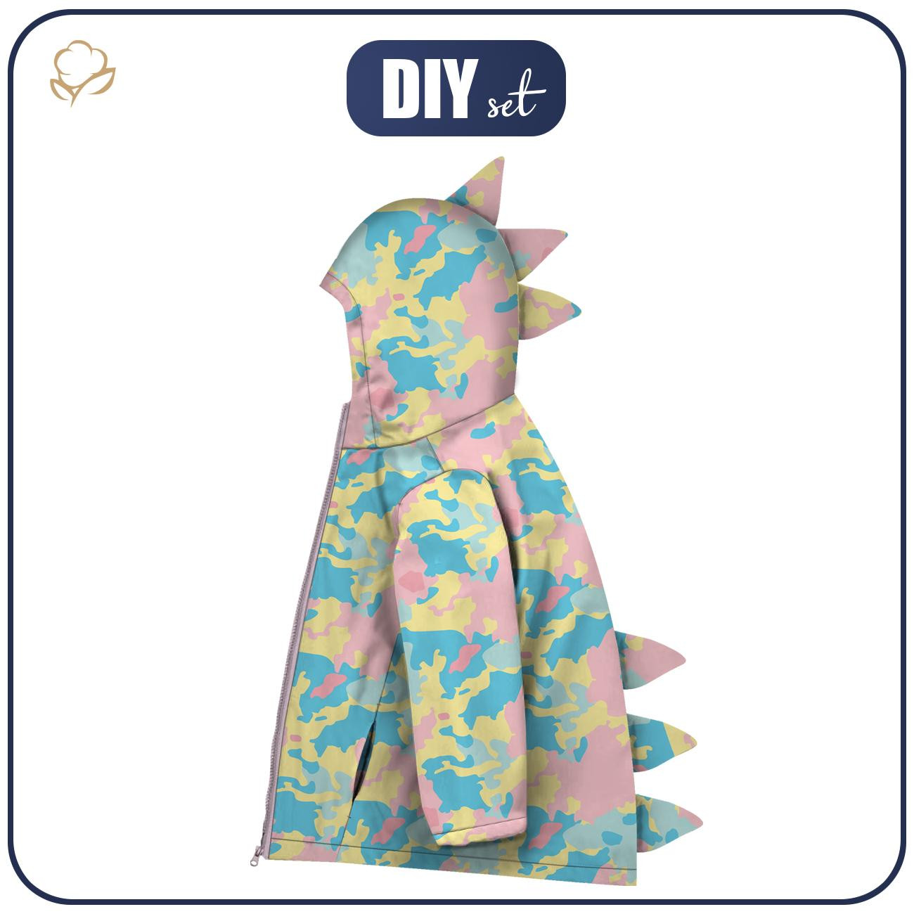 KIDS JACKET DINO (ZOE) - CAMOUFLAGE PAT. 3 / pastel - sewing set