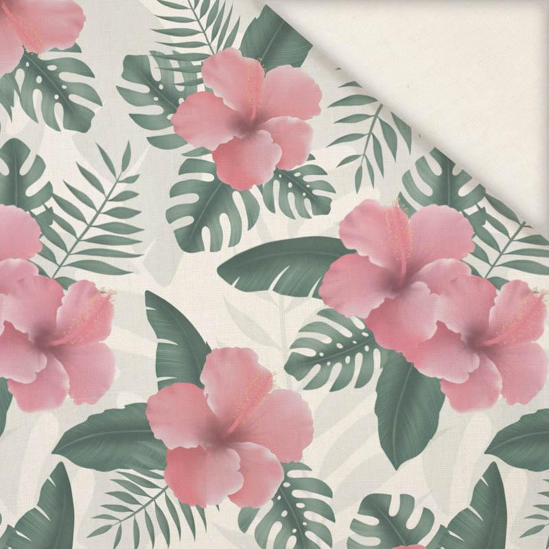 HIBISCUS Pat. 2 / pink - SLUB WEAVE