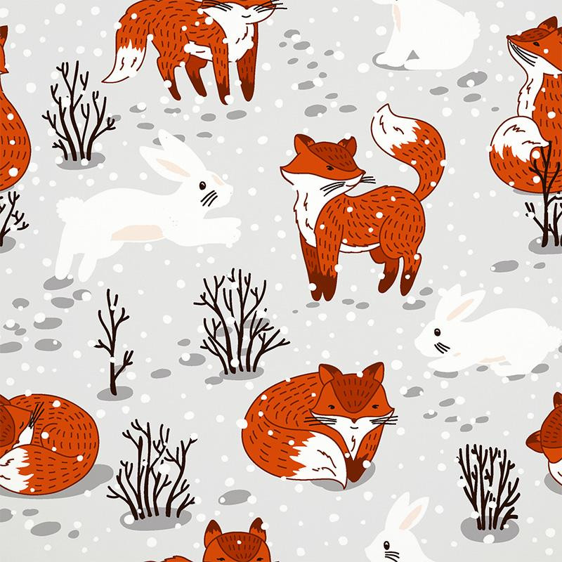 FOXES AND HARES - Cotton woven fabric