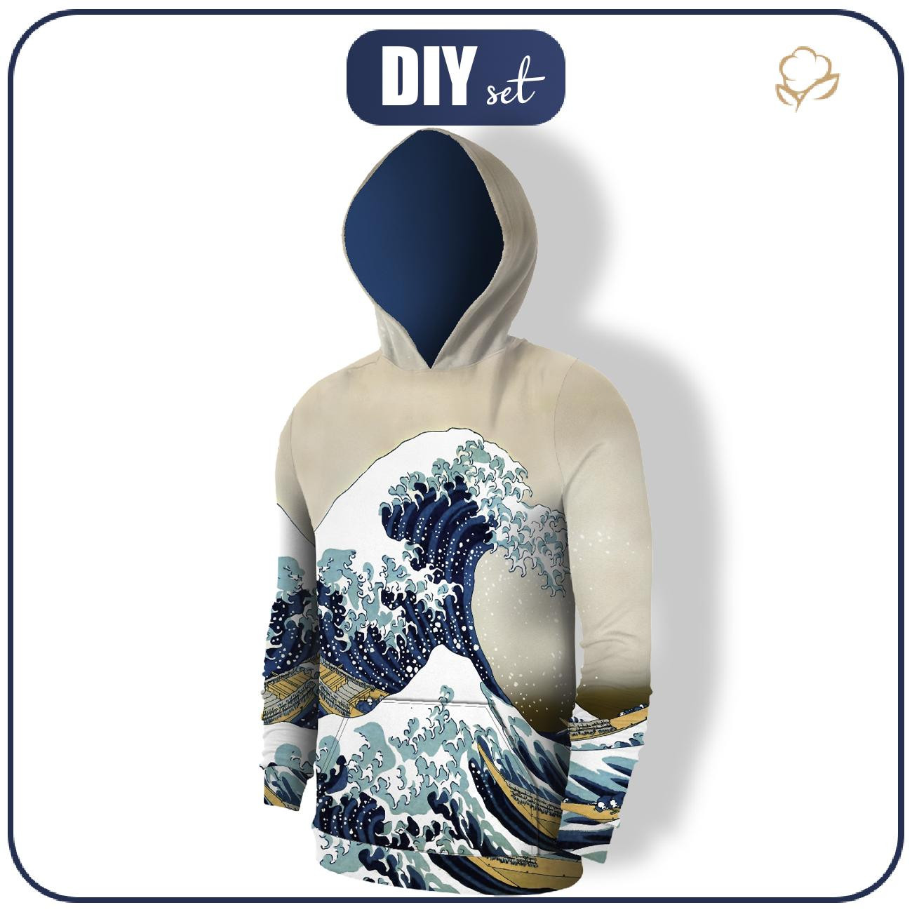 MEN’S HOODIE (COLORADO) - THE GREAT WAVE OFF KANAGAWA (Hokusai Katsushika) - sewing set