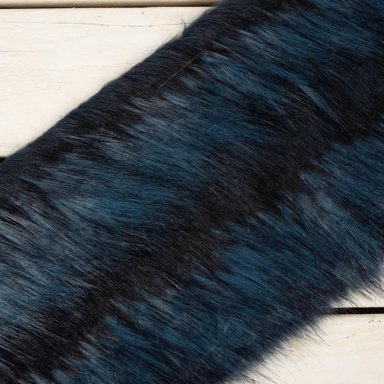 BLUE MELANGE - FAUX FUR TRIM 15cm x 170cm 