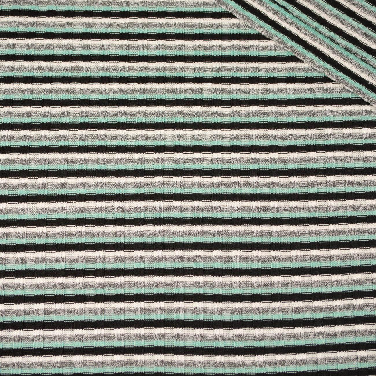 STRIPES / mint - Thin ribbed sweater knit fabric