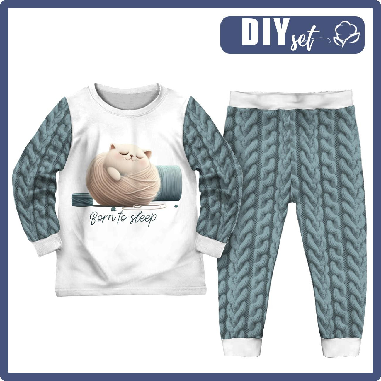 CHILDREN'S PAJAMAS " MIKI" - SLEEPING CAT - sewing set