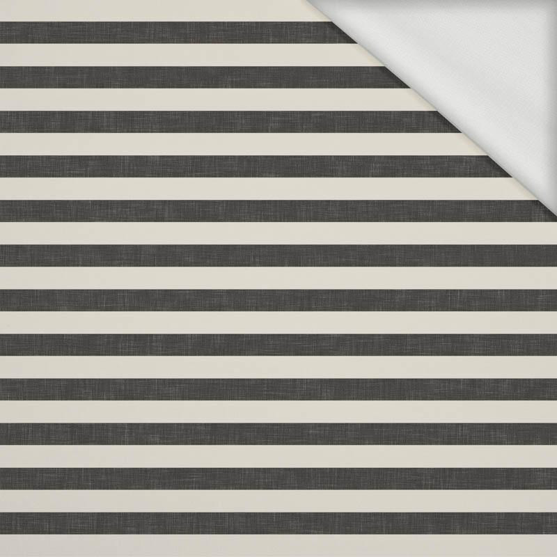 STRIPES 1x1 - acid ecru / acid black - looped knit fabric
