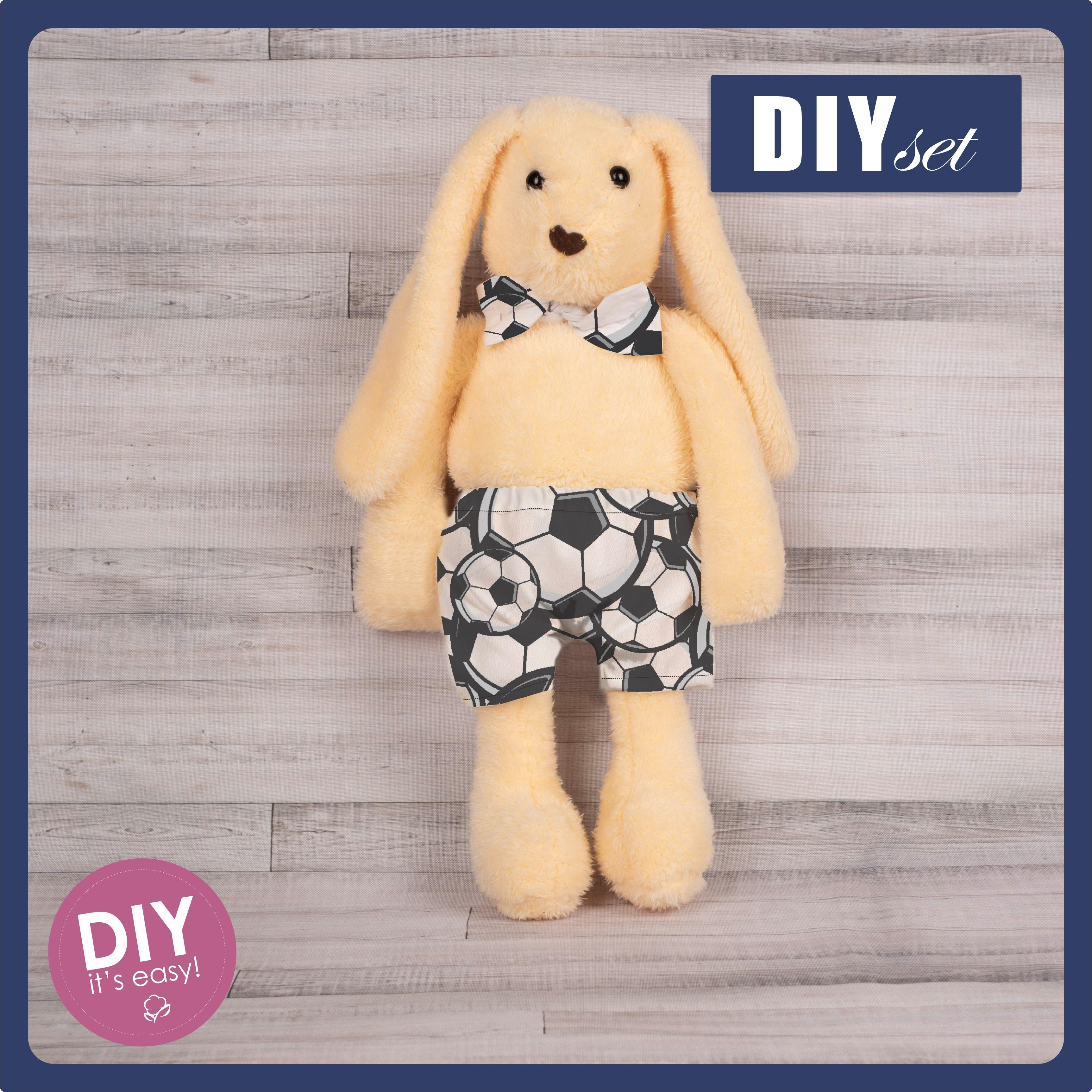 SHORTS + BOW TIE FOR BUNNY - FOOTBALLS - sewing set