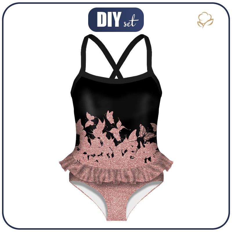 Girl's swimsuit - BUTTERFLIES / ombre (GLITTER BUTTERFLIES)