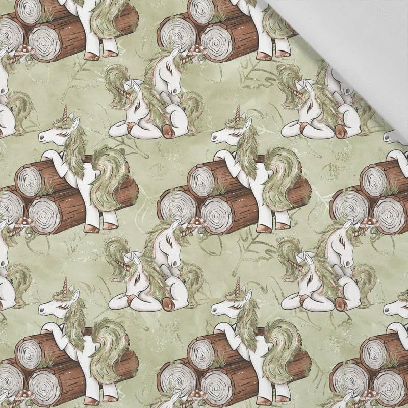 FOREST UNICORNS pat. 1 / green  - Cotton woven fabric
