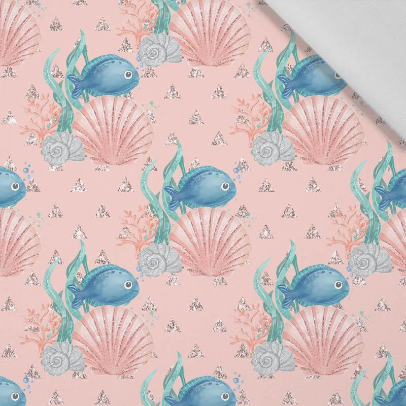 FISH AND SHELLS (MAGICAL OCEAN) / pink - Cotton woven fabric