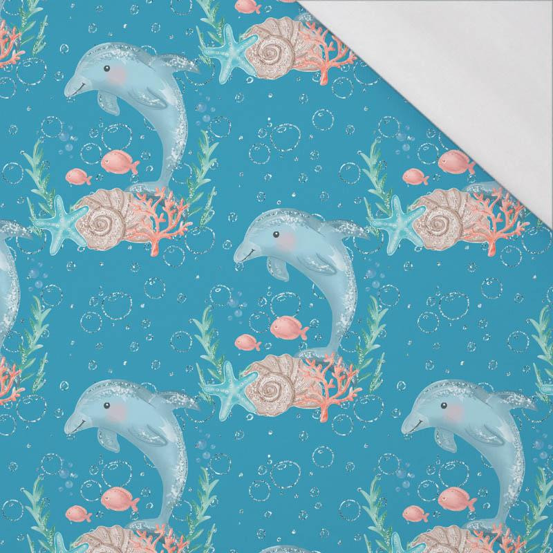 DOLPHINS pat. 3 (MAGICAL OCEAN) / blue - single jersey with elastane 