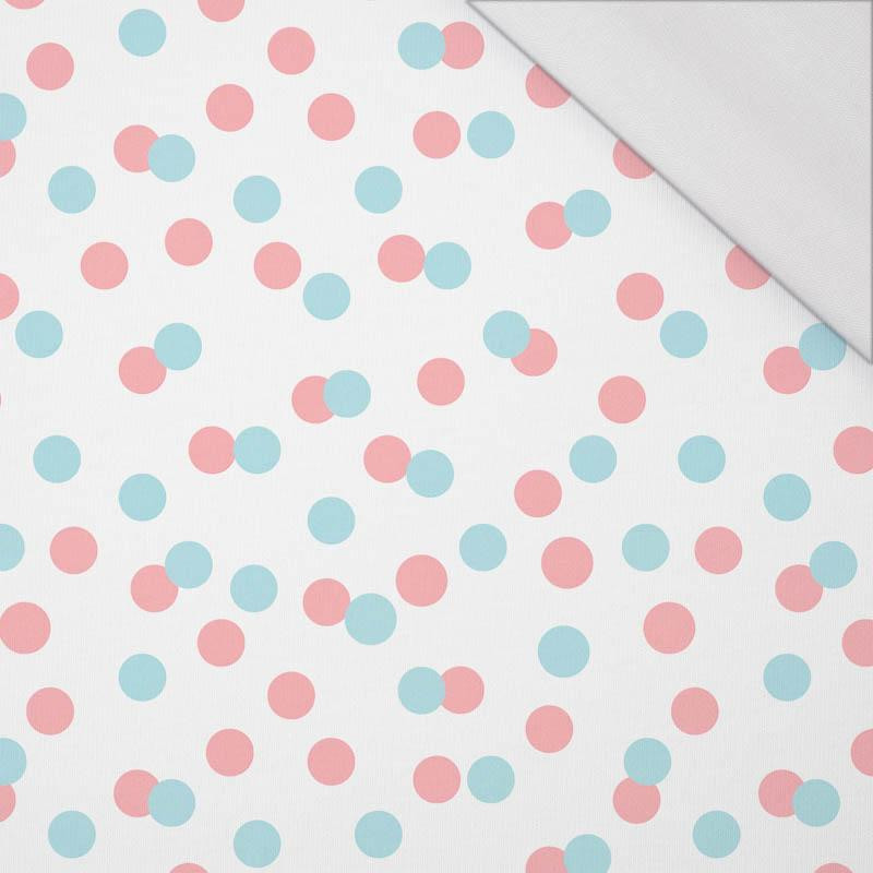 PASTEL DOTS / mint - salmon pink (PASTEL SKY) - single jersey with elastane 