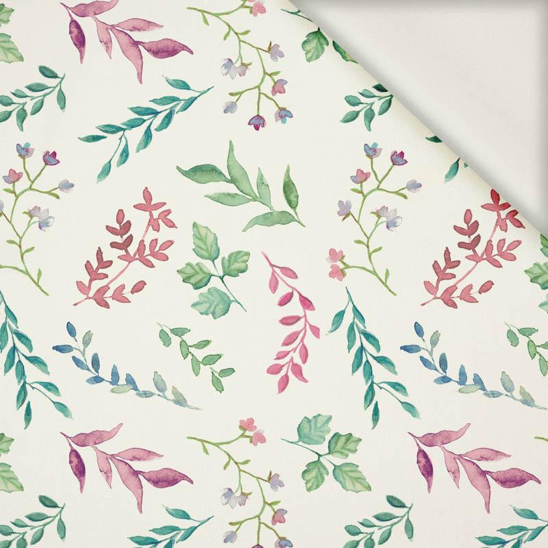 COLORFUL HERBARIUM / white - viscose woven fabric