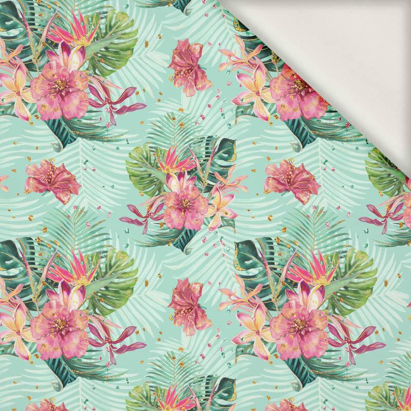TROPICAL BOUQUET / mint - viscose woven fabric