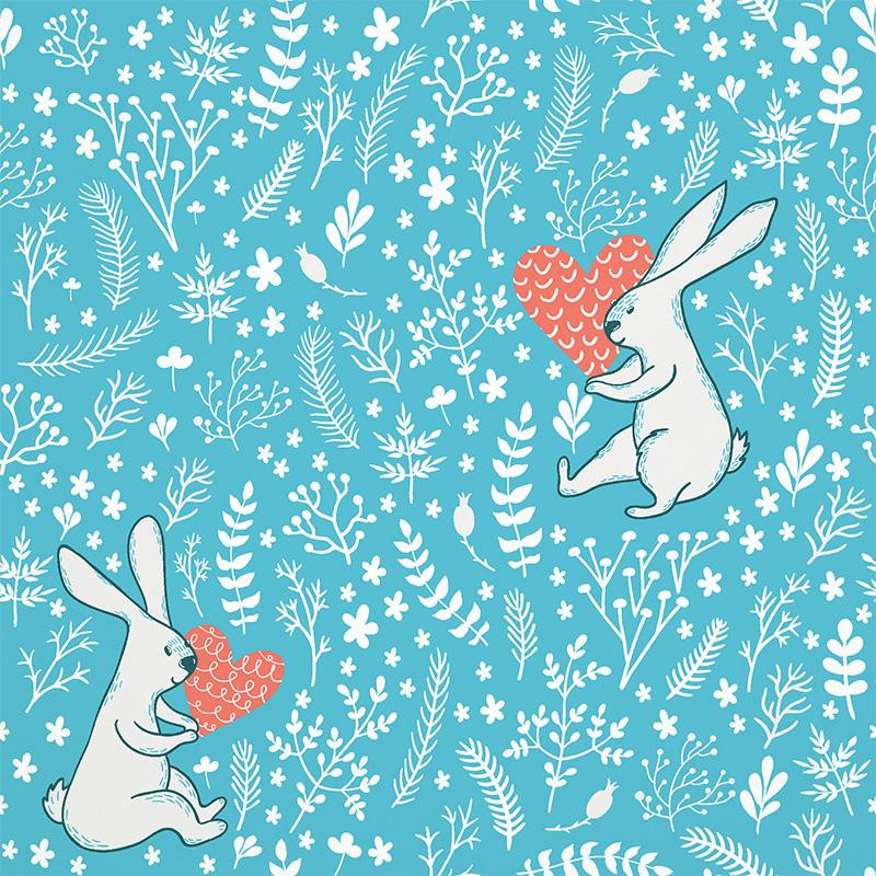 RABBITS IN LOVE - Cotton woven fabric