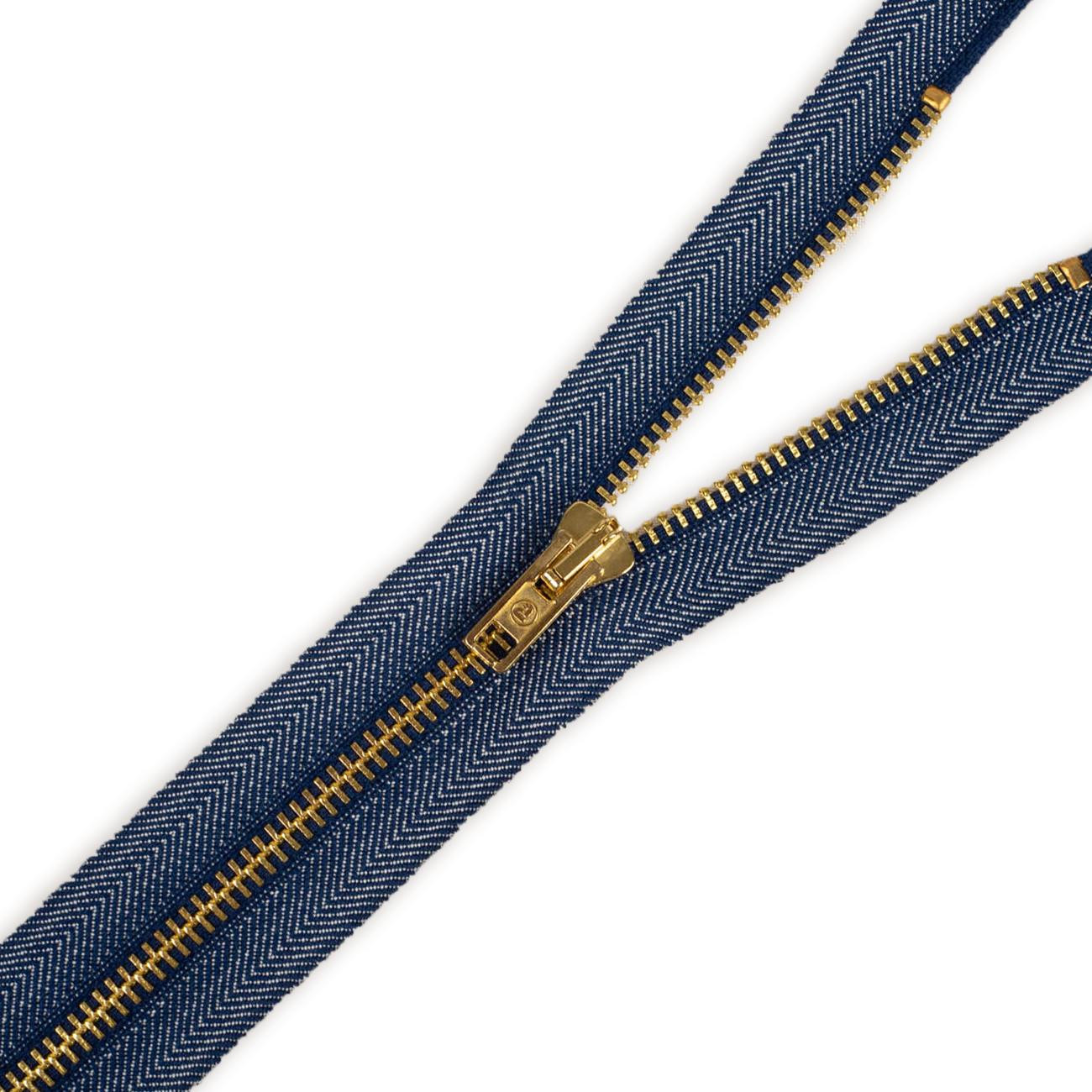 Metal zipper closed-end 14cm – jeans / gold 